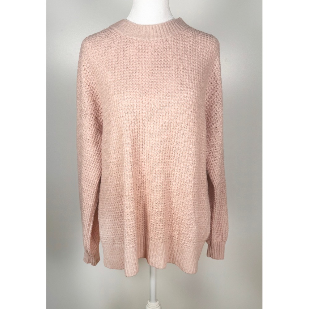 American Eagle Waffle Knit‎ Light Pink Sweater Size Large